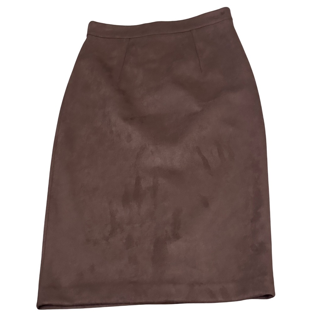 Tommy Hilfiger Womens Faux Suede Pencil Skirt Brown High Waist Midi Size 6  NEW